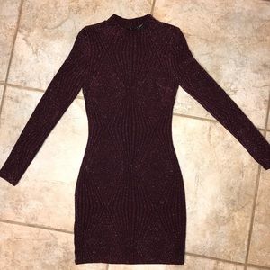 Wine/purple skin tight dress.